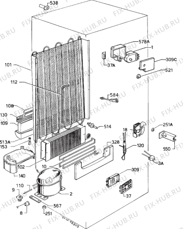 Взрыв-схема холодильника Zanussi ZF62/23FF - Схема узла Cooling system 017